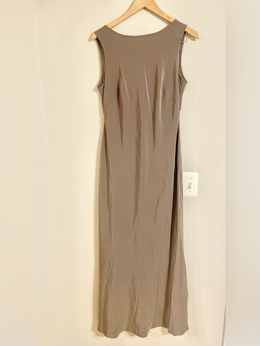 Vtg Y2K Jones New York Evening Taupe Satin Cowl Back Maxi Slip Dress Lux Glam 12